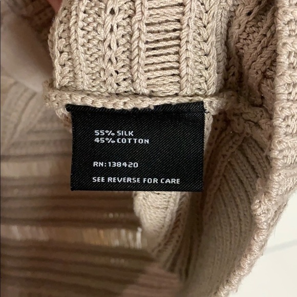 - CARLISLE Tan Cropped Silk & Cotton Blend Knit Cardigan Short Sleeve - Picture 5 of 6